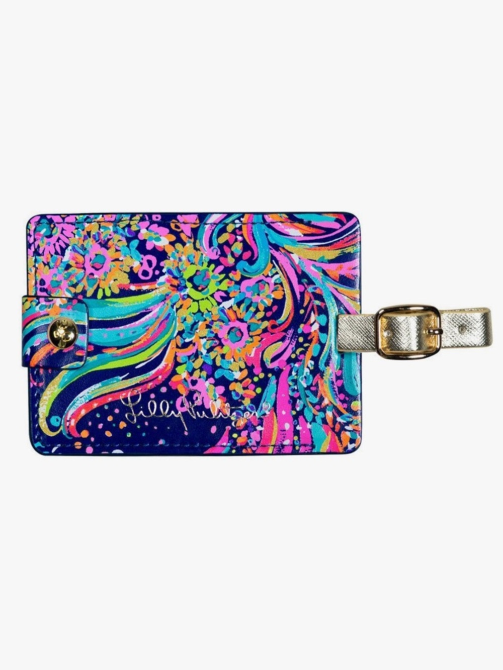 Lilly Pulitzer Leatherette Luggage Tag with Secure Strap in Beach Loot